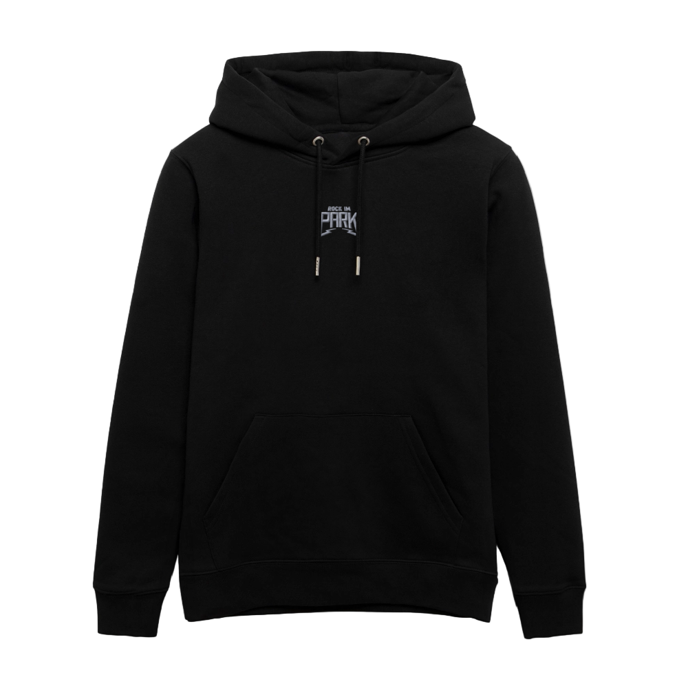 Essential Unisex Organic Hoodie - weißer Stick - Schwarz