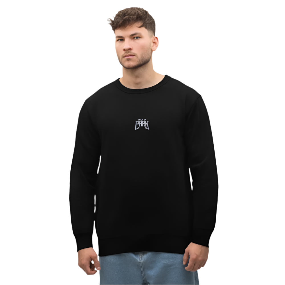Essential Organic Sweatshirt - weißer Stick - Schwarz