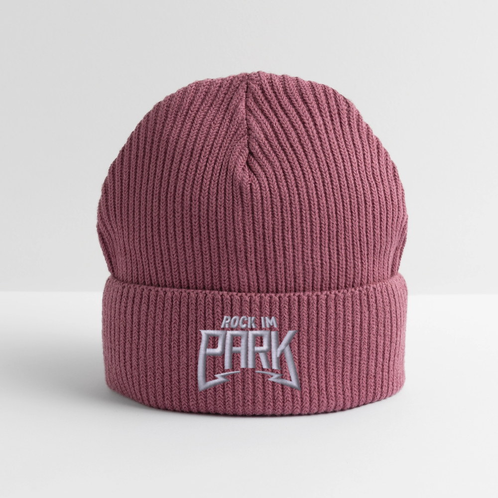 Essential Beanie - weißer Stick - Hibiskusrosa