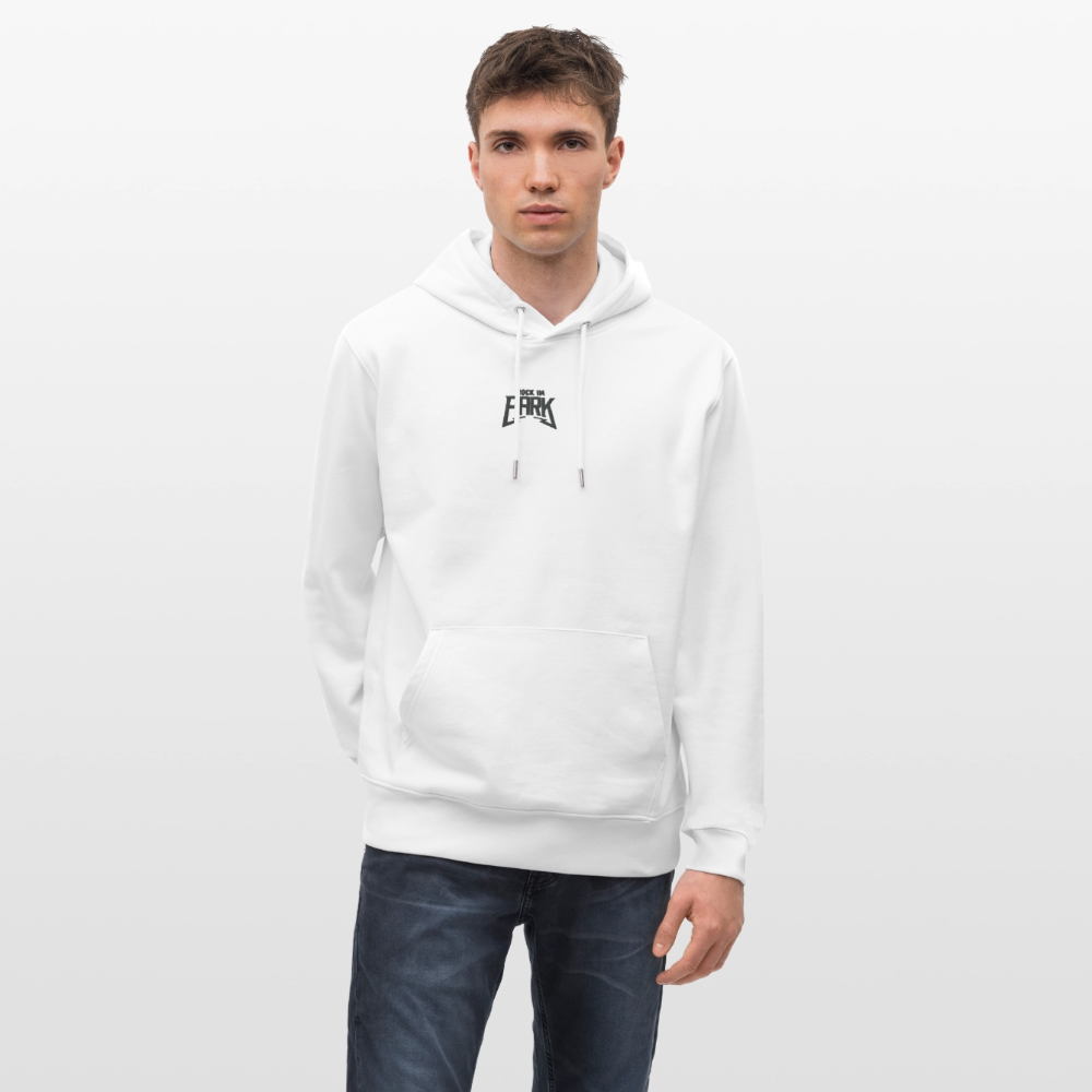 Essential Unisex Organic Hoodie mit schwarzem Stick - Weiß