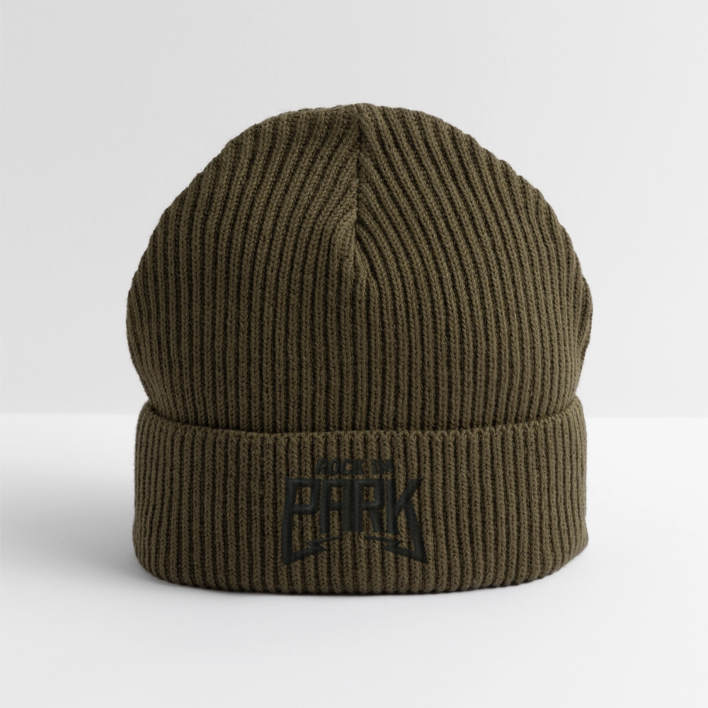 Essential Strickbeanie - schwarzer Stick - Khaki