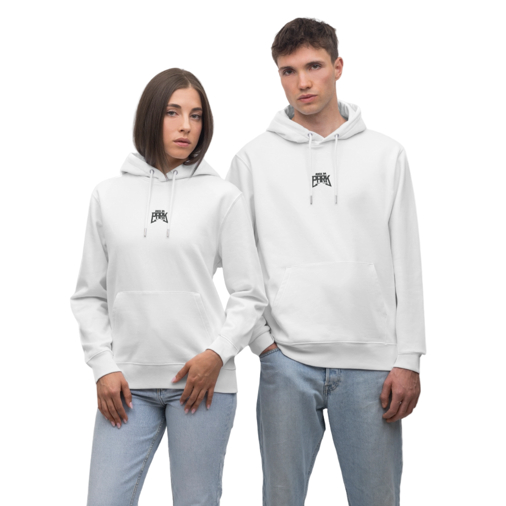Essential Unisex Organic Hoodie - schwarzer Stick - Weiß