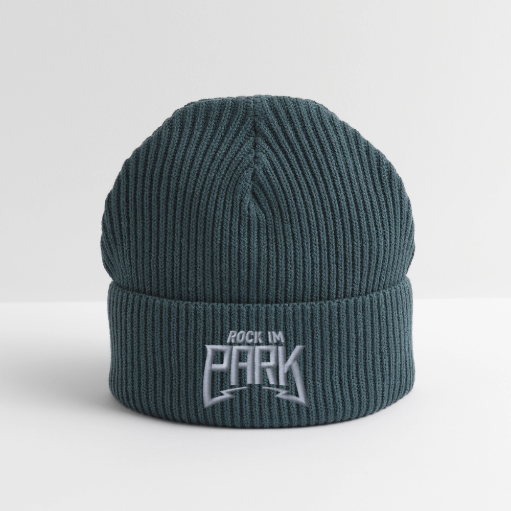 Essential Beanie - weißer Stick - Dunkles Petrol