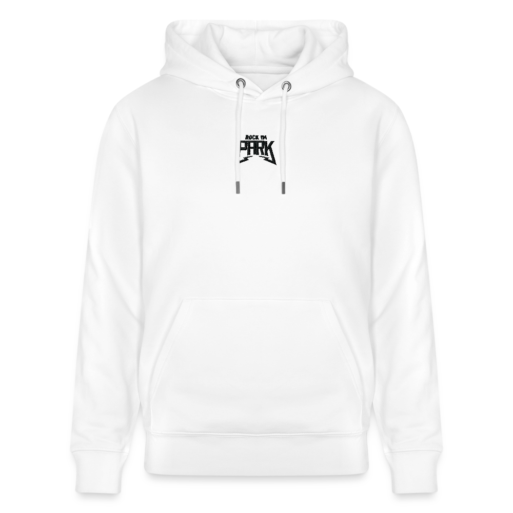 Essential Unisex Organic Hoodie mit schwarzem Stick - Weiß