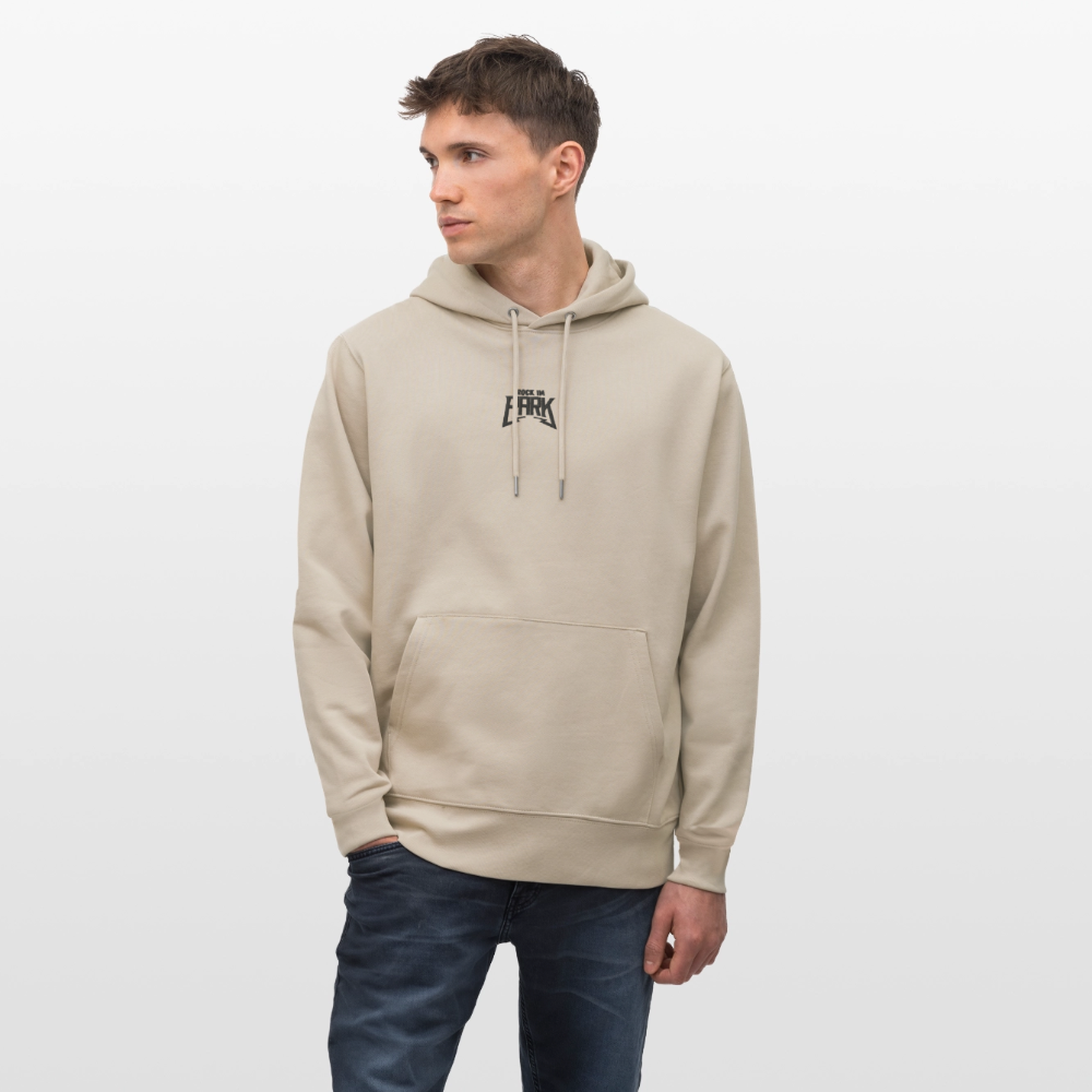 Essential Unisex Organic Hoodie mit schwarzem Stick - Beige