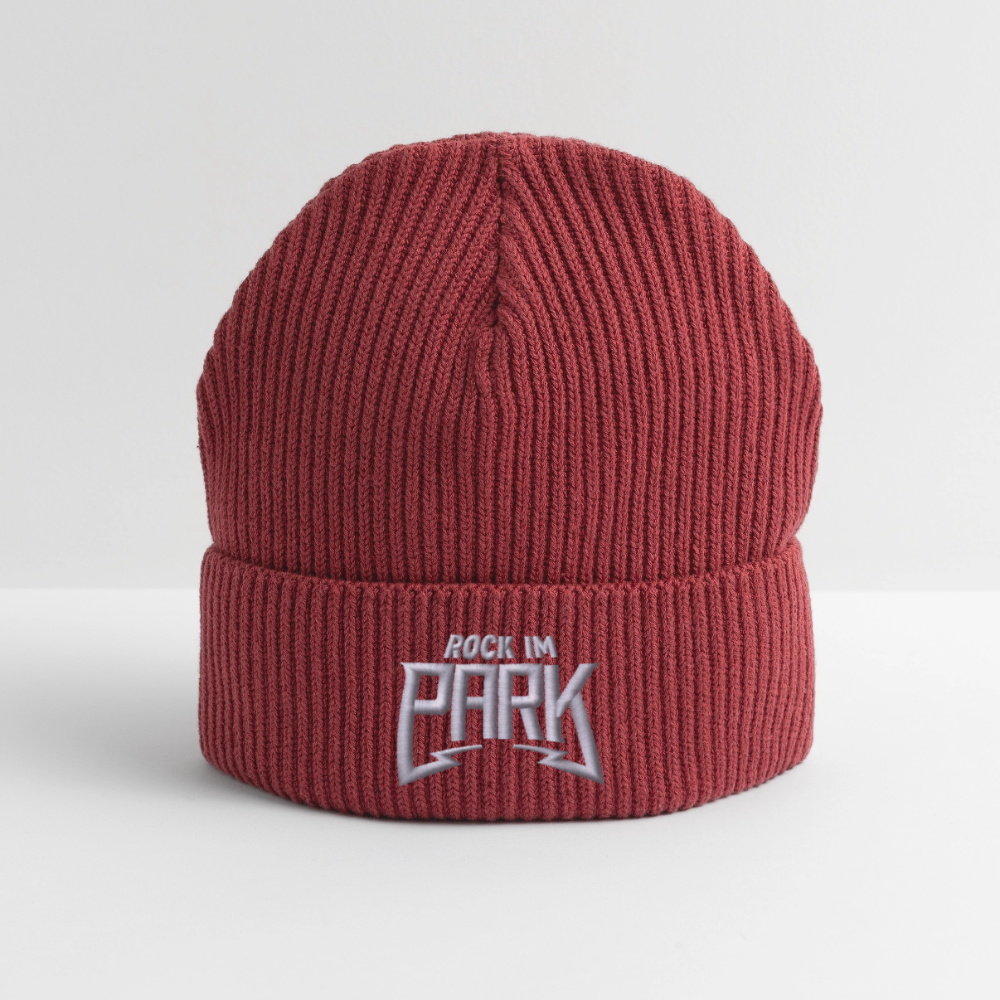 Essential Beanie - weißer Stick - Erdrot