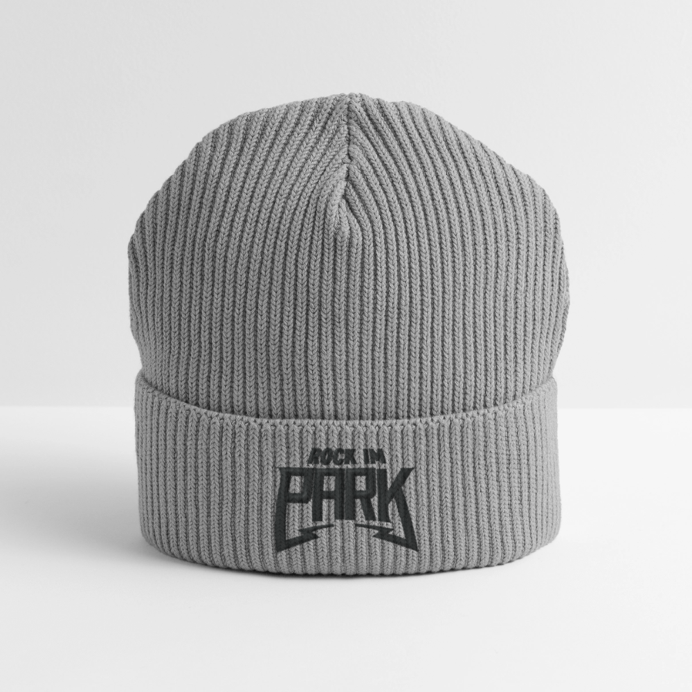 Essential Strickbeanie - schwarzer Stick - Hellgrau marmoriert