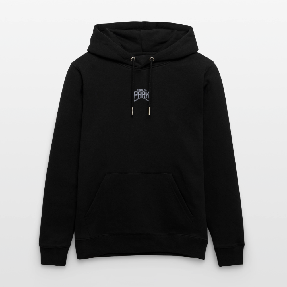 Essential Unisex Organic Hoodie - weißer Stick - Schwarz