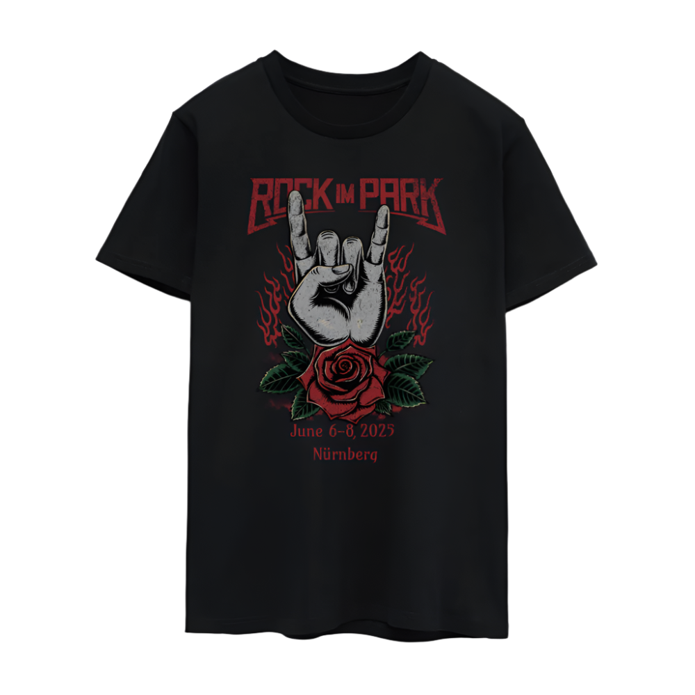 Devil Horns Hand- Unisex Line Up T-Shirt - Schwarz