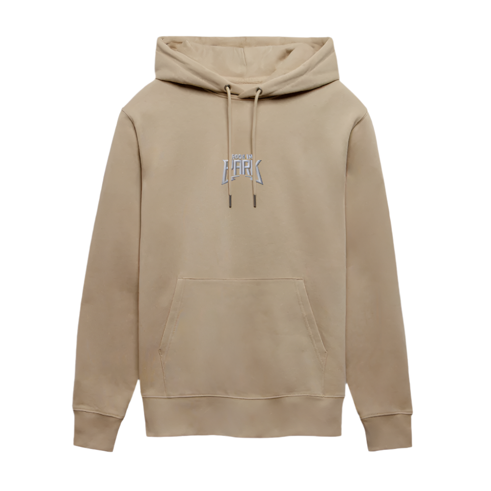 Essential Unisex Organic Hoodie mit weißem Stick - Beige