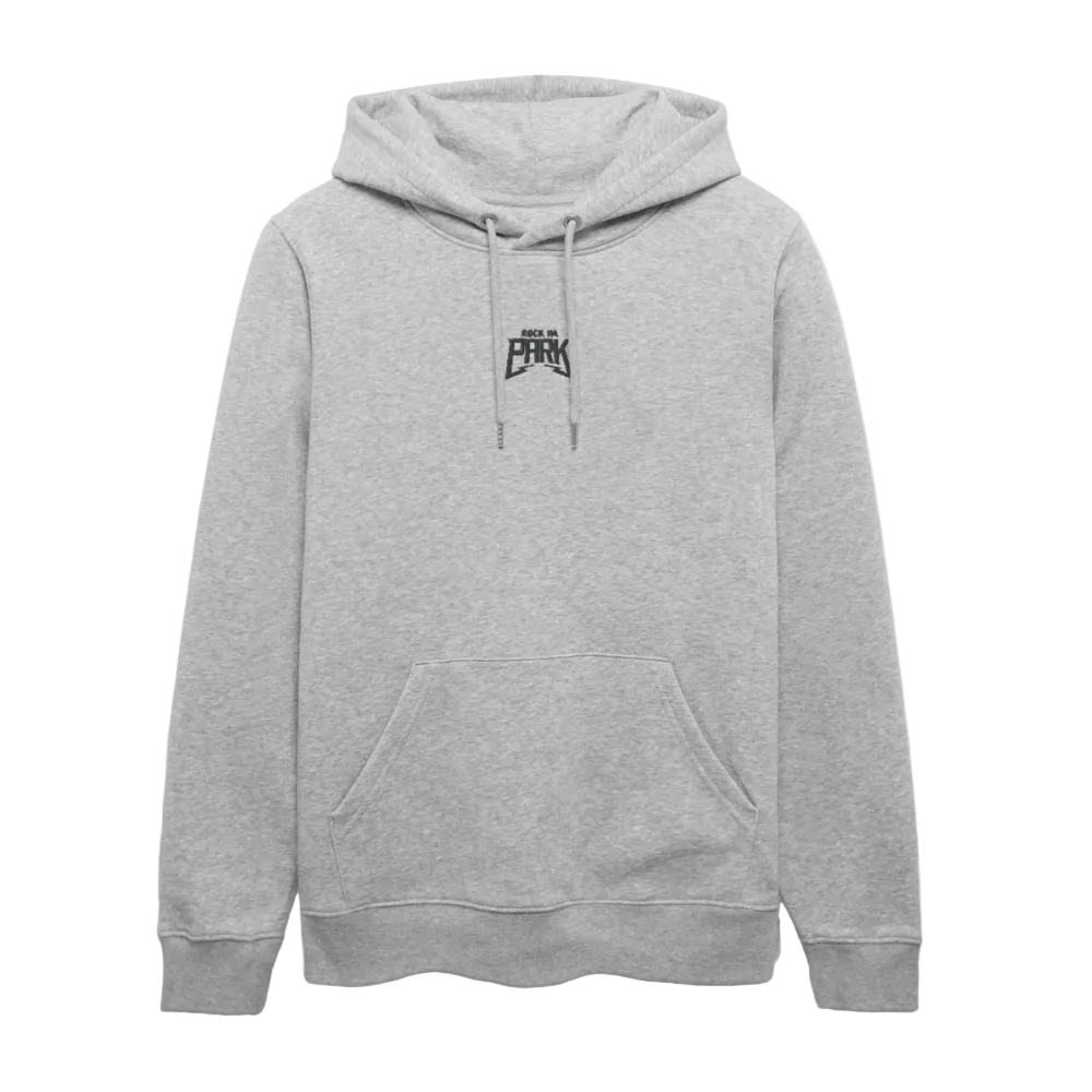 Essential Unisex Organic Hoodie - schwarzer Stick - Grau meliert