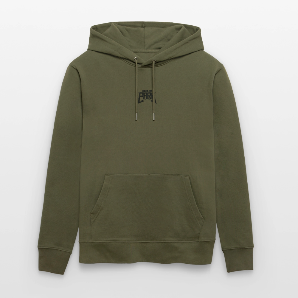 Essential Unisex Organic Hoodie - schwarzer Stick - Khaki Grün